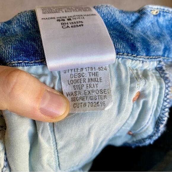 Mother Cotton Blend Looker Step Distressed Casual Prep Minimal Ankle Fray Jeans - Picture 8 of 10